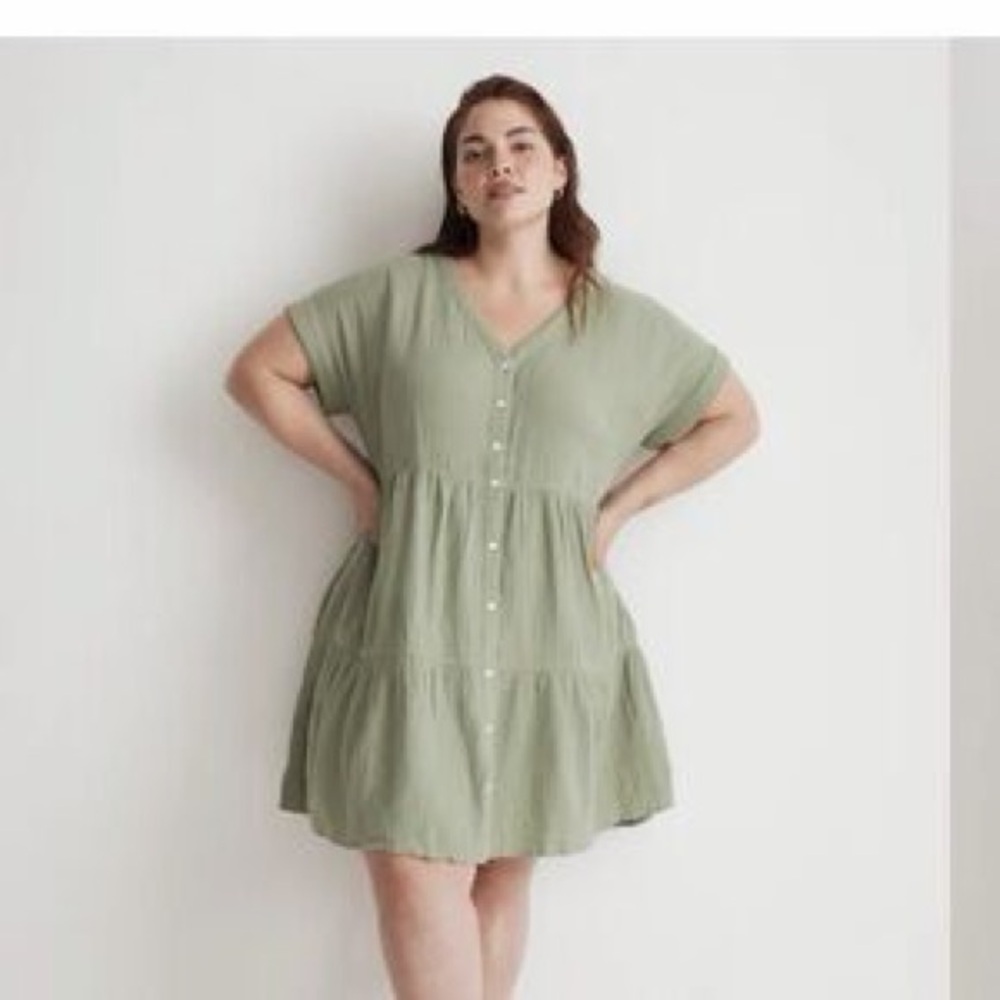 Madewell Sage Green Textured Mini Dress